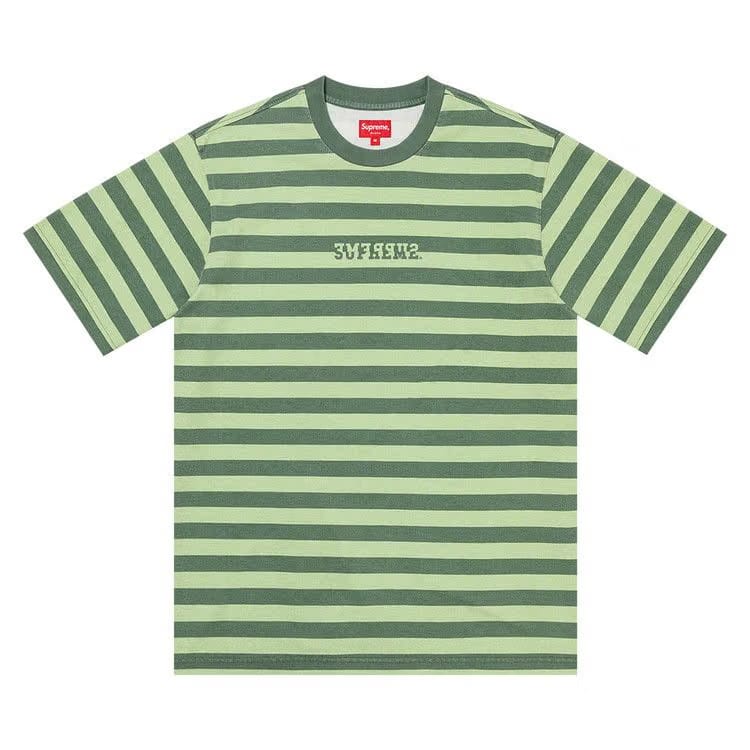 Supreme Reverse Stripe Shorts-Sleeve Top Green