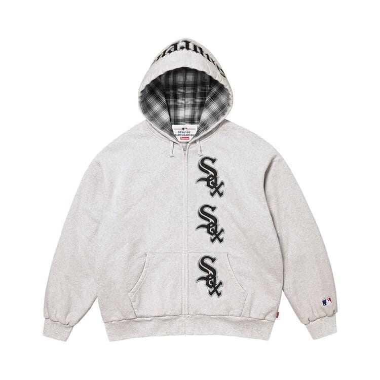 Supreme x Chicago White Sox Zip Up Hoodie Ash Grey