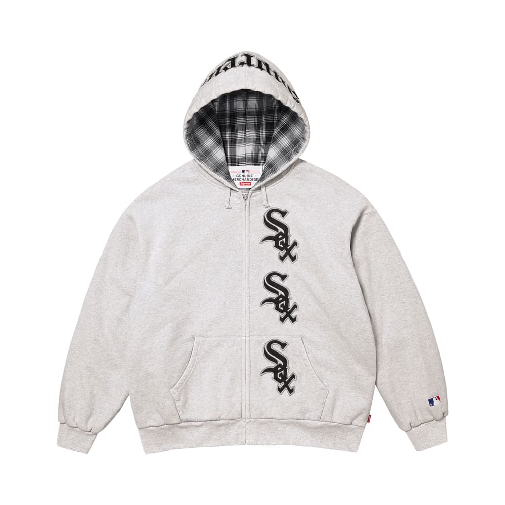 Supreme x Chicago White Sox Zip Up Hoodie Ash Grey