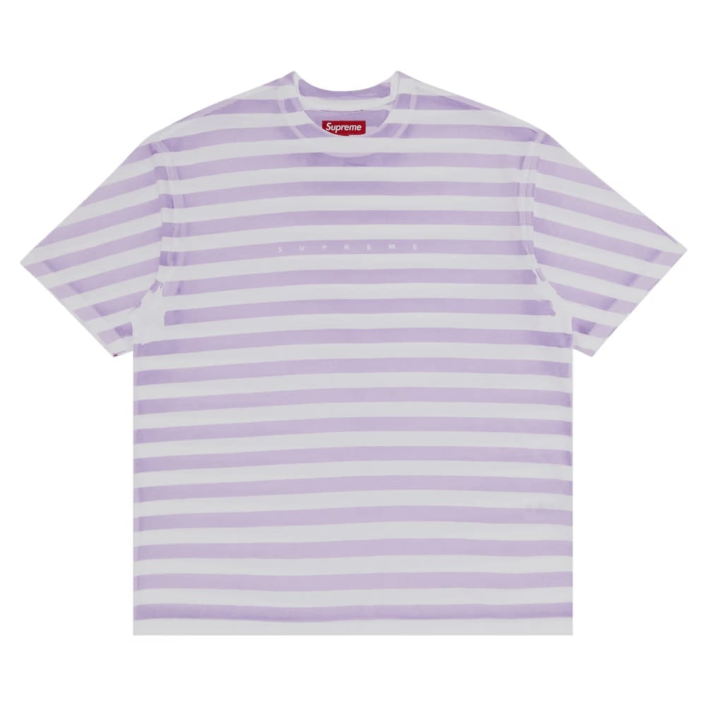 Supreme Overprint Stripe Shorts-Sleeve Top Lavender
