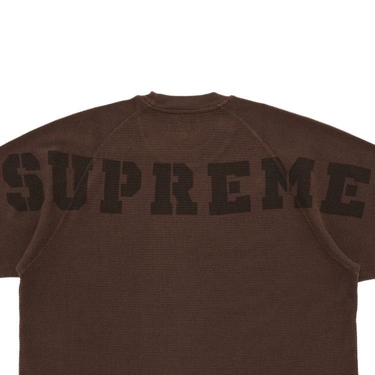 Supreme Stencil Thermal Shorts-Sleeve Top Brown