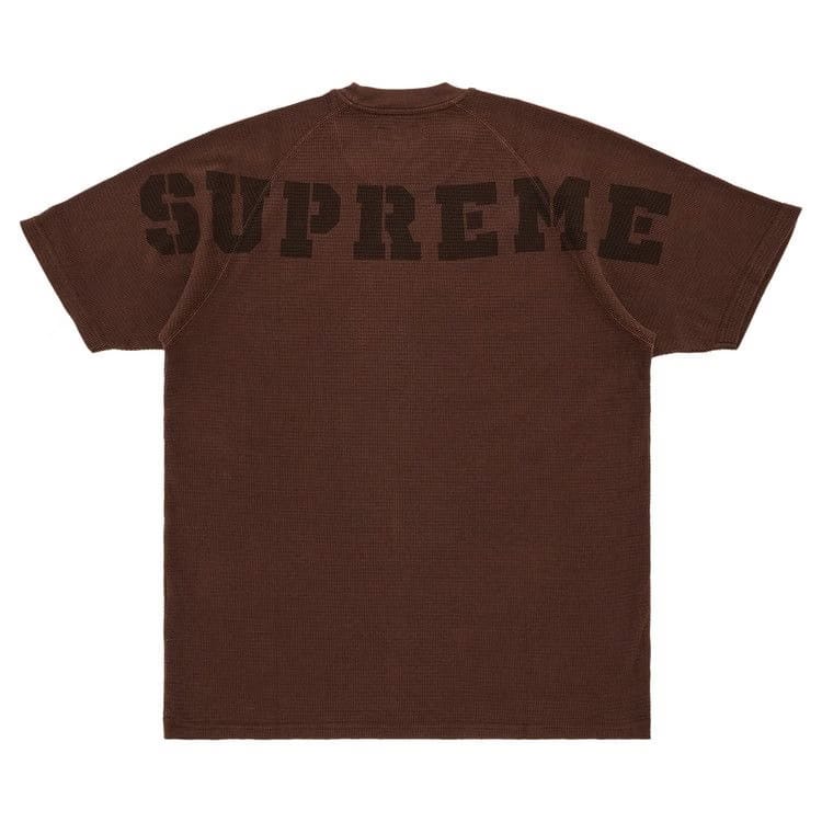 Supreme Stencil Thermal Shorts-Sleeve Top Brown