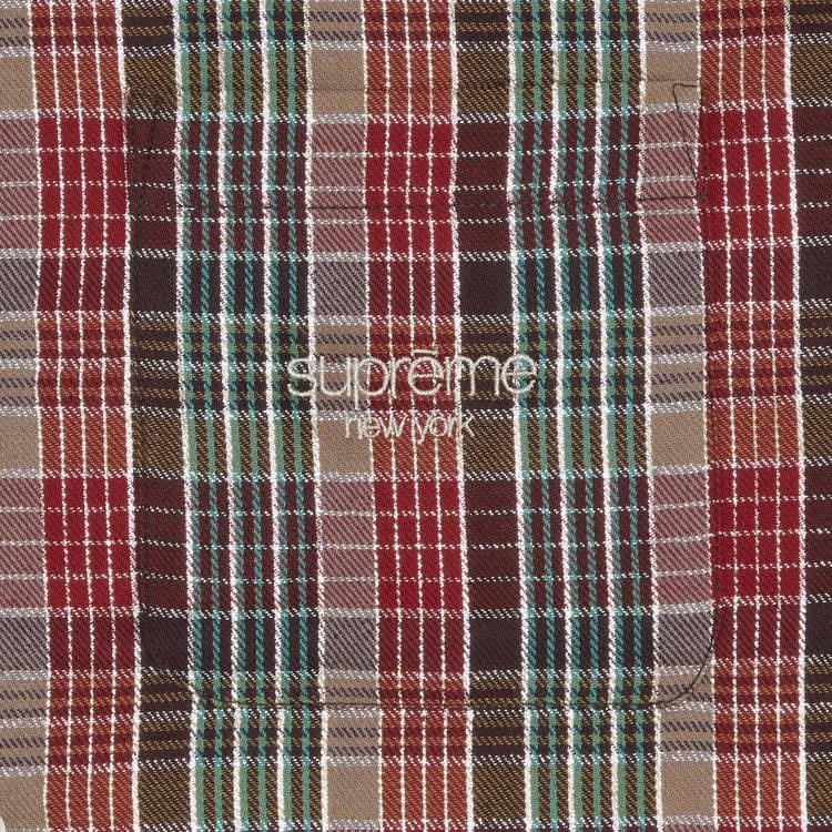 Supreme Metallic Plaid Shorts-Sleeve Shirt Red