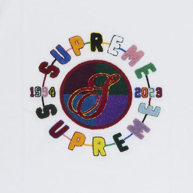 Supreme Chenille Crest Shorts-Sleeve Top White