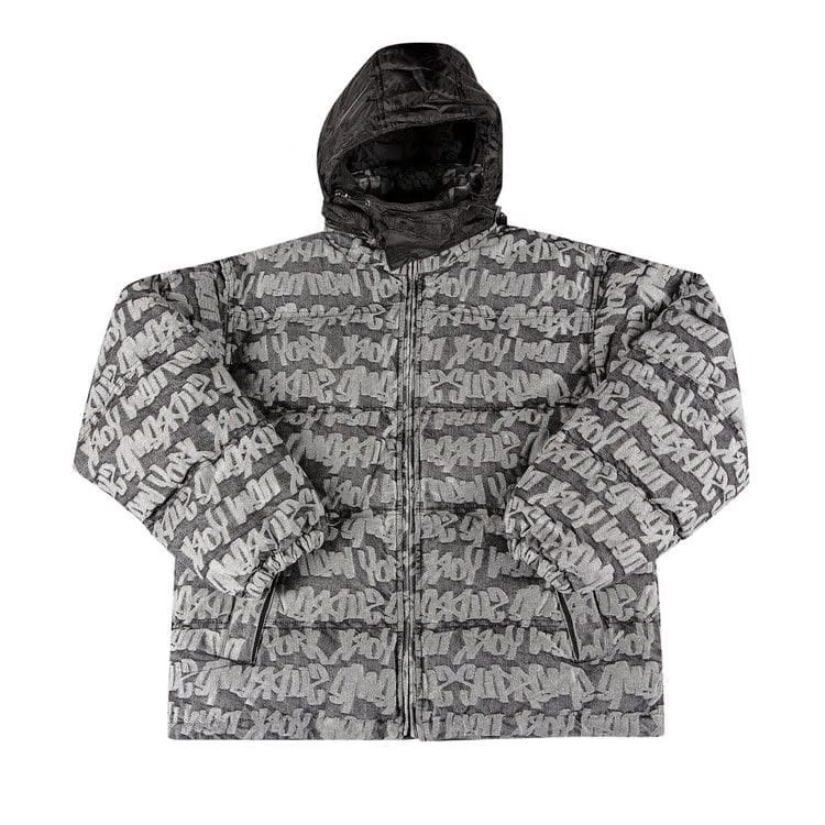 Supreme Fat Tip Jacquard Denim Puffer Jacket Black