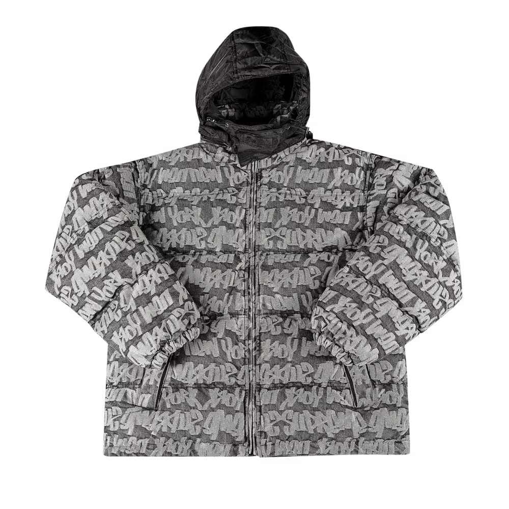 Supreme Fat Tip Jacquard Denim Puffer Jacket Black