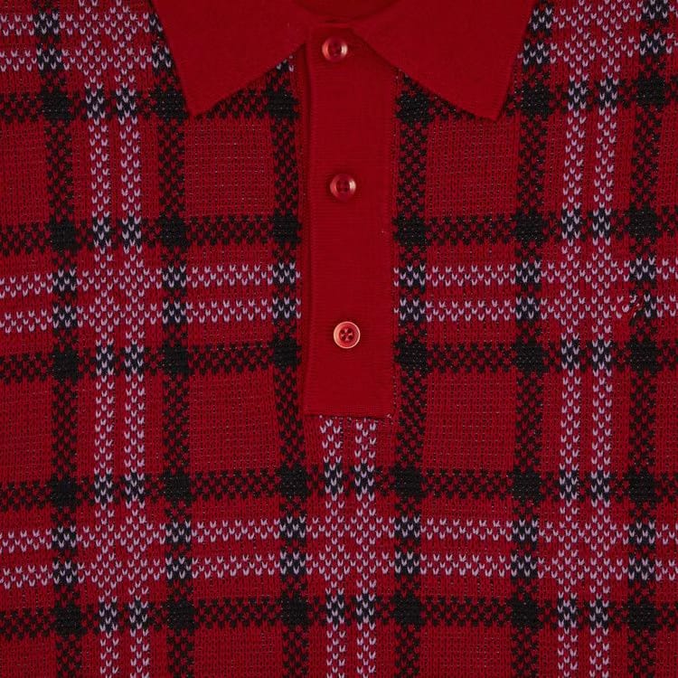Supreme Plaid Knit Shorts-Sleeve Polo Red