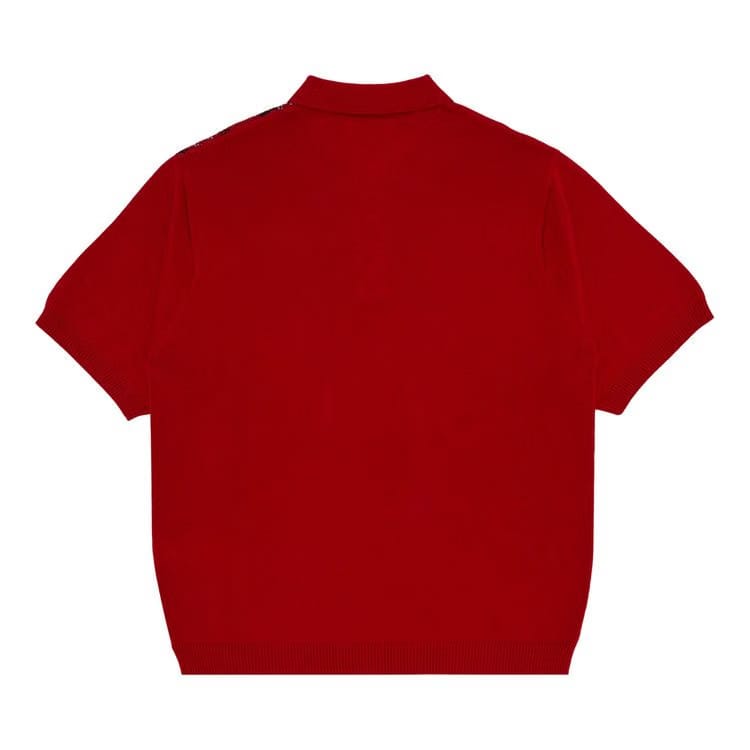 Supreme Plaid Knit Shorts-Sleeve Polo Red
