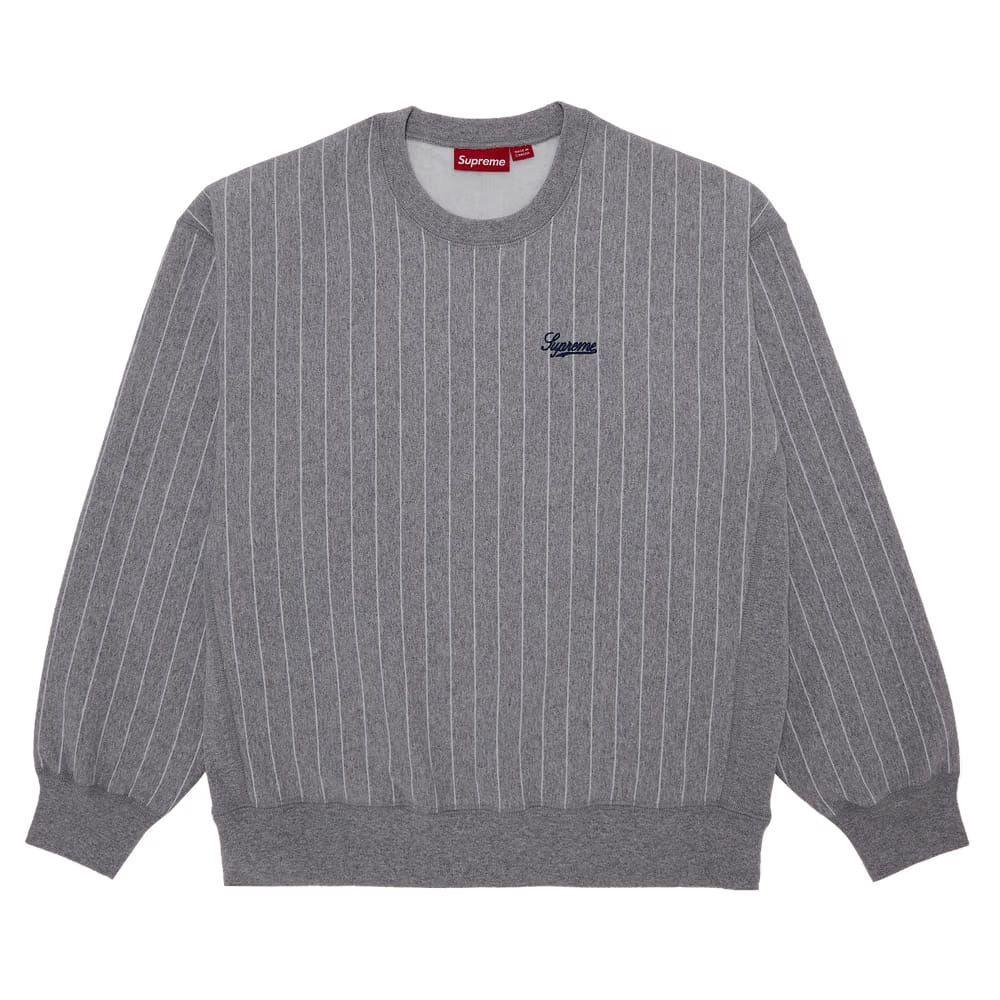 Supreme Pinstripe Crewneck Heather Grey