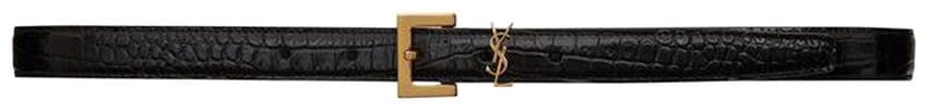 Saint Laurent Cassandre Thin Belt With Square Buckle Noir
