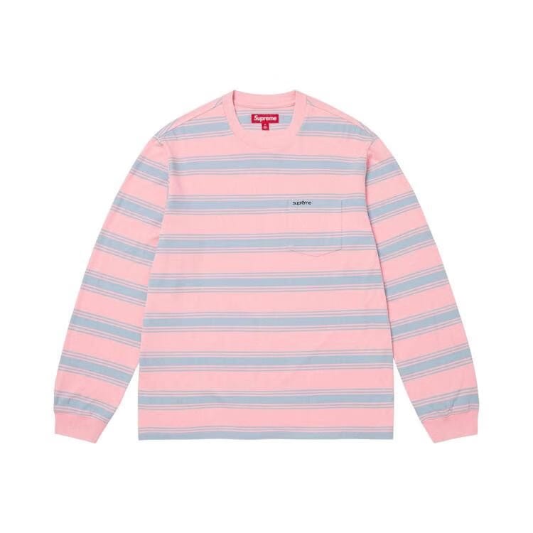 Supreme Stripe Pocket Long-Sleeve Top Pink