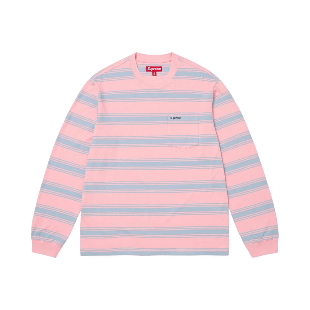 Supreme Stripe Pocket Long-Sleeve Top Pink
