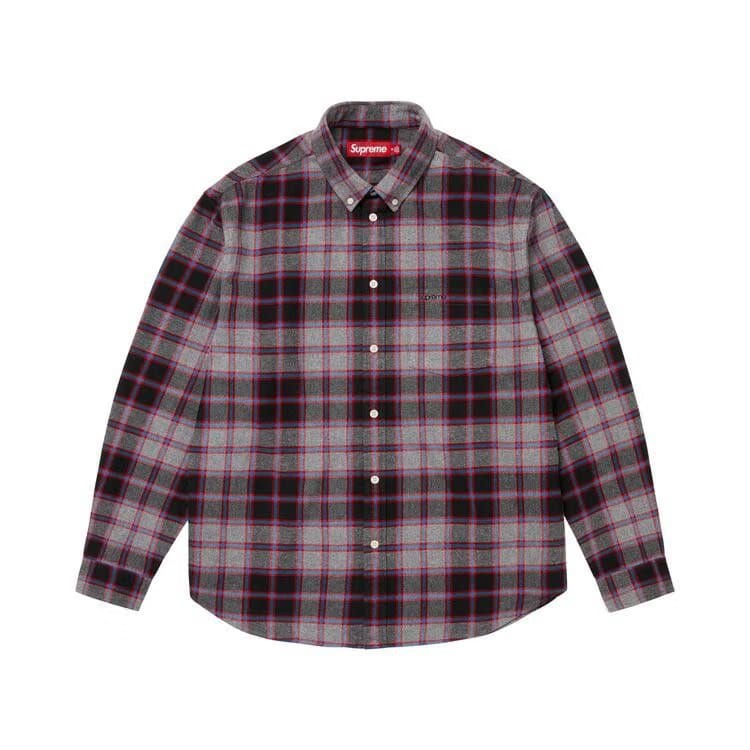 Supreme Plaid Flannel Shirt Grey
