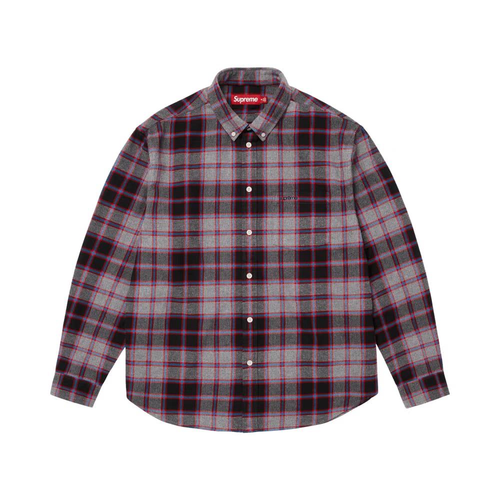 Supreme Plaid Flannel Shirt Grey