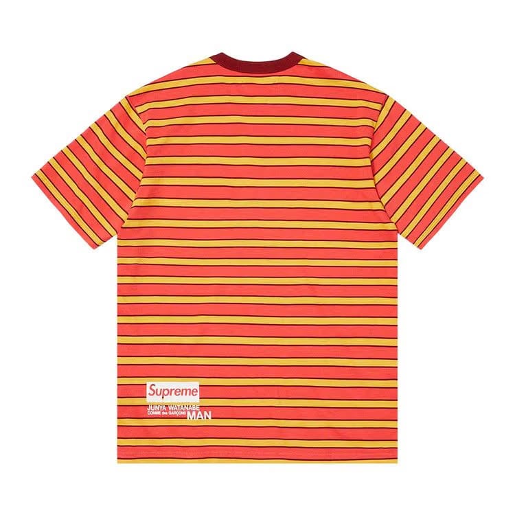 Supreme x Junya Watanabe x Comme des Garçons MAN Stripe Shorts-Sleeve Top Dark Red