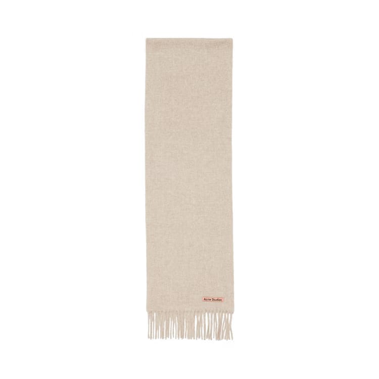 Acne Studios Skinny Fringe Wool Scarf Oatmeal Melange