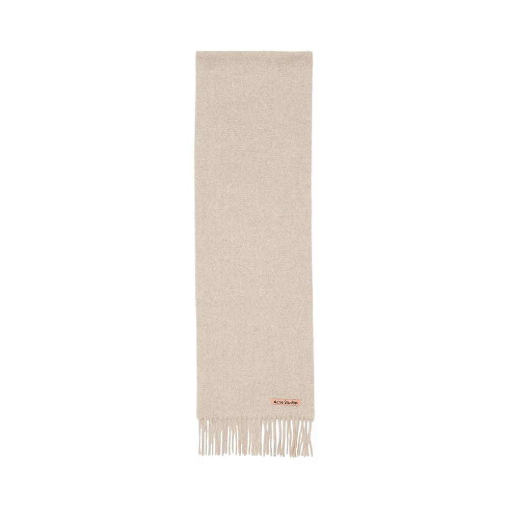 Acne Studios Skinny Fringe Wool Scarf Oatmeal Melange
