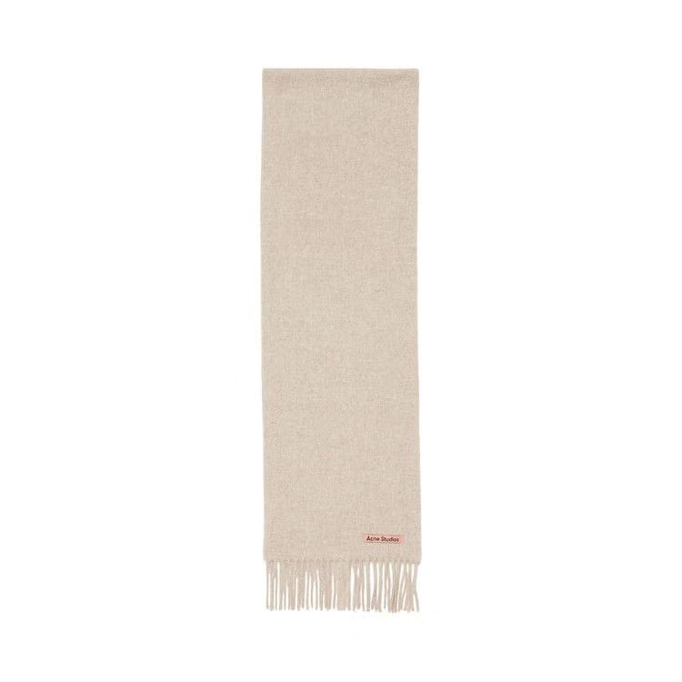 Acne Studios Skinny Fringe Wool Scarf Oatmeal Melange