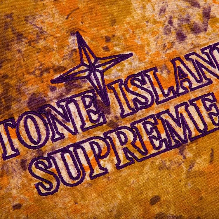 Supreme x Stone Island Embroidered Logo Shorts-Sleeve Top Coral