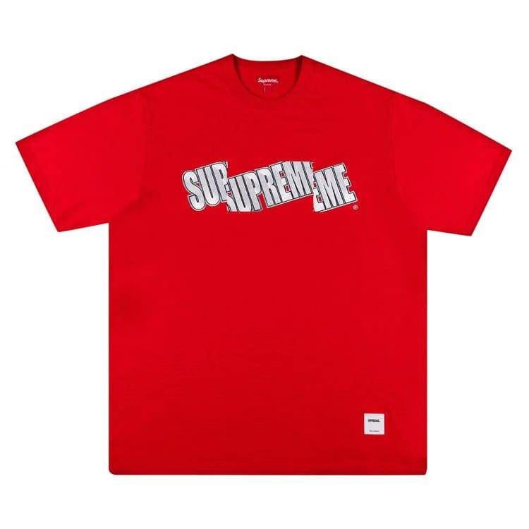 Supreme Cut Logo Shorts-Sleeve Top Red