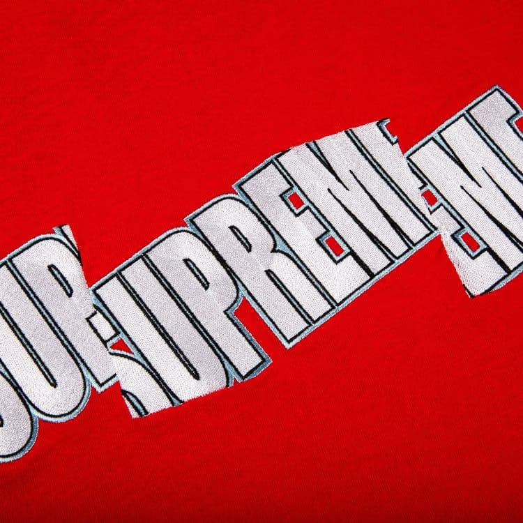 Supreme Cut Logo Shorts-Sleeve Top Red