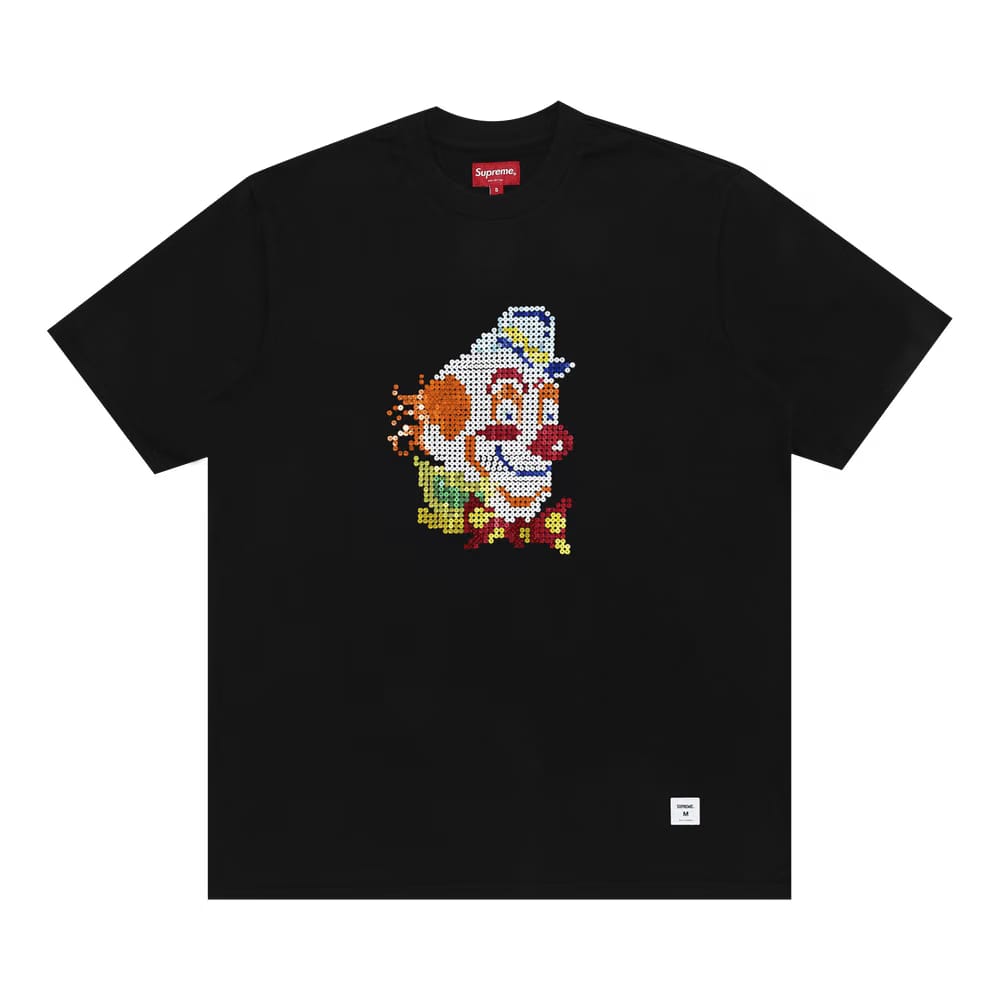 Supreme Clown Sequin Shorts-Sleeve Top Black