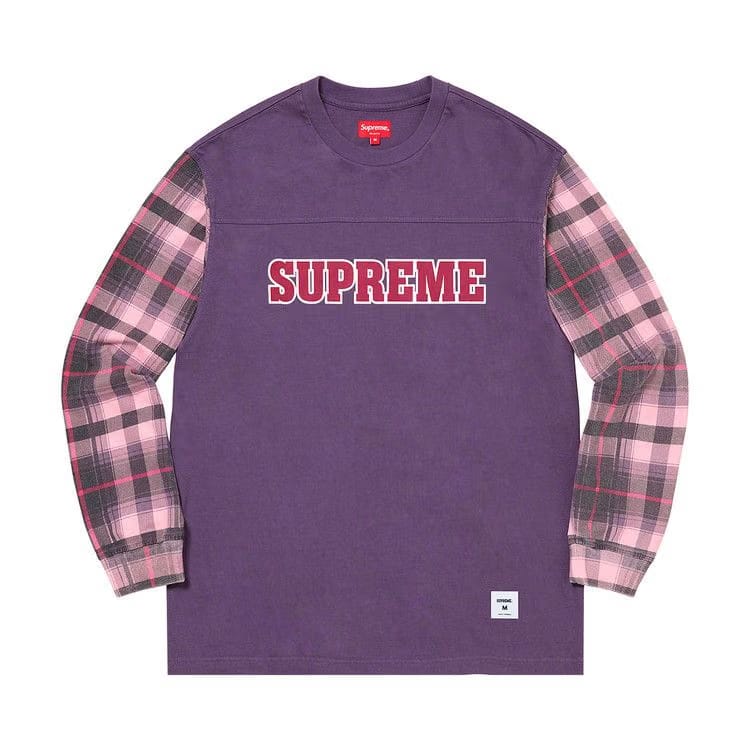Supreme Plaid Sleeve Long-Sleeve Top Dusty Purple