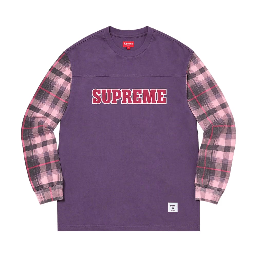 Supreme Plaid Sleeve Long-Sleeve Top Dusty Purple