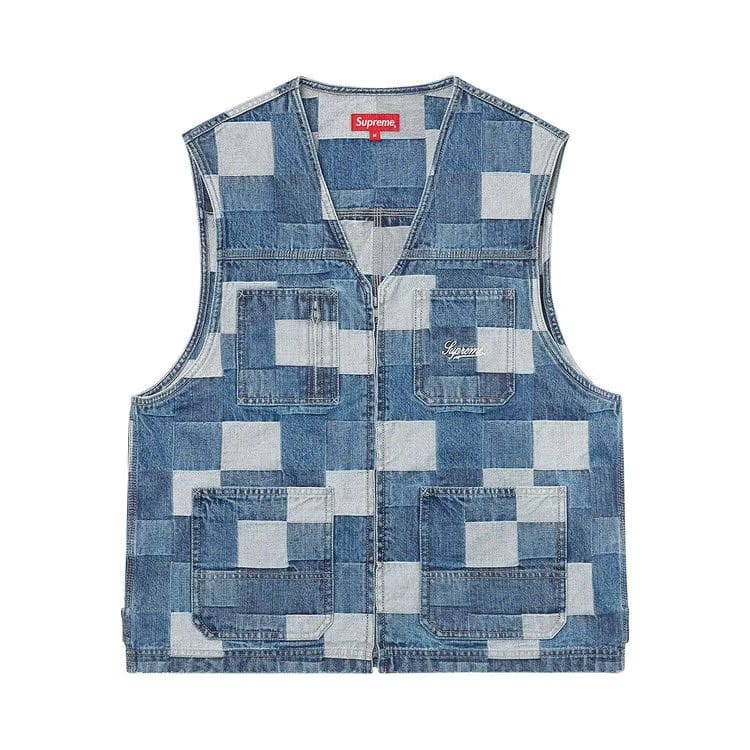 Supreme Patched Denim Vest Blue