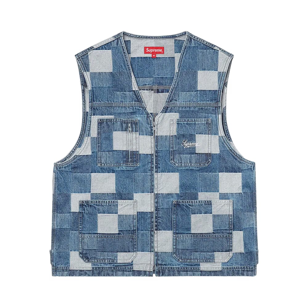 Supreme Patched Denim Vest Blue