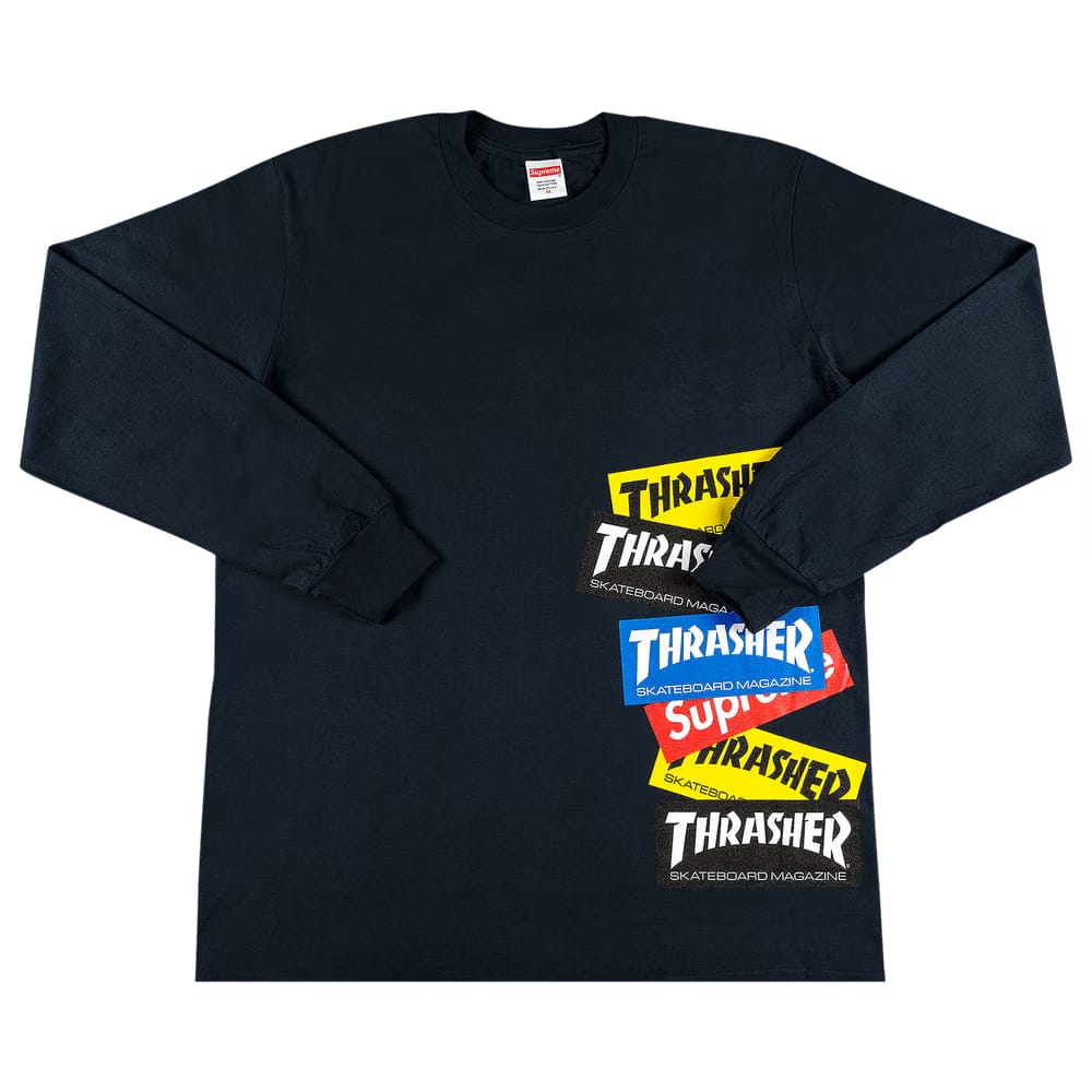 Supreme x Thrasher Multi Logo Long-Sleeve T-Shirt Navy