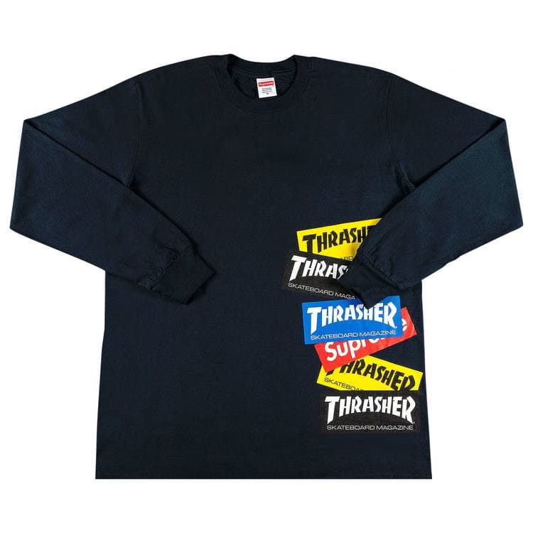 Supreme x Thrasher Multi Logo Long-Sleeve T-Shirt Navy