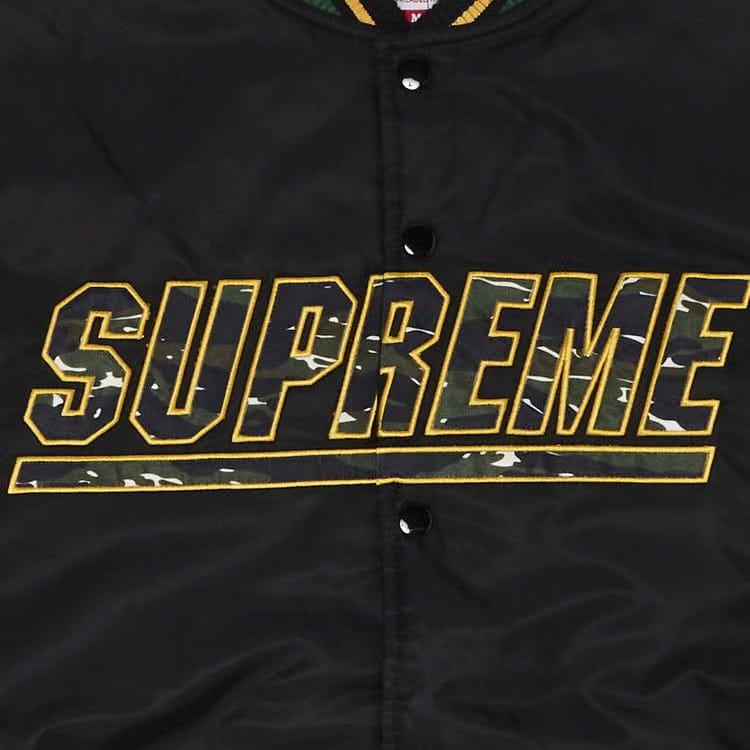 Supreme x Mitchell & Ness Camo Logo Varsity Jacket Black