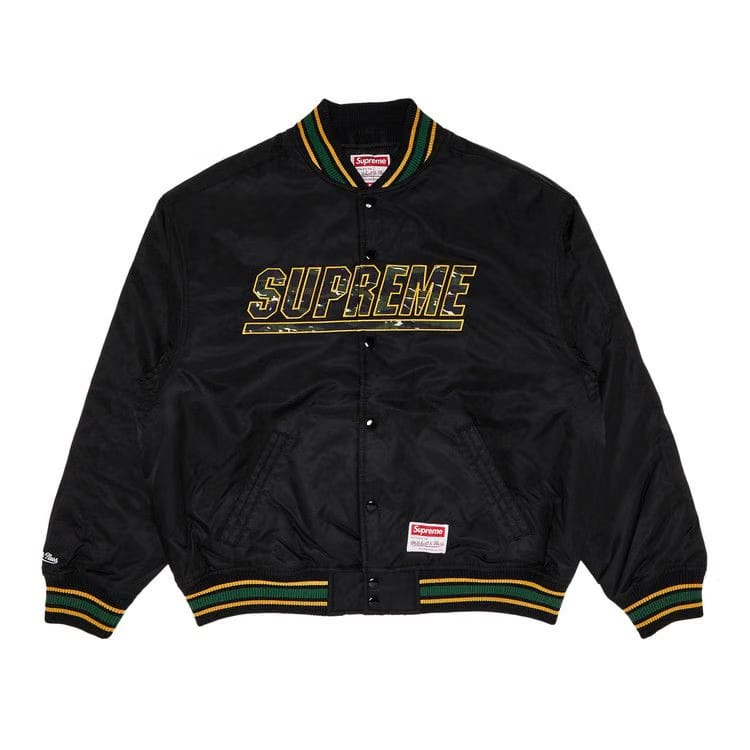 Supreme x Mitchell & Ness Camo Logo Varsity Jacket Black