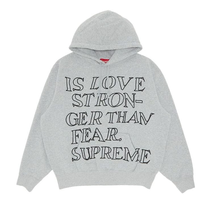 Supreme Stronger Than Fear Hoodie Heather Grey