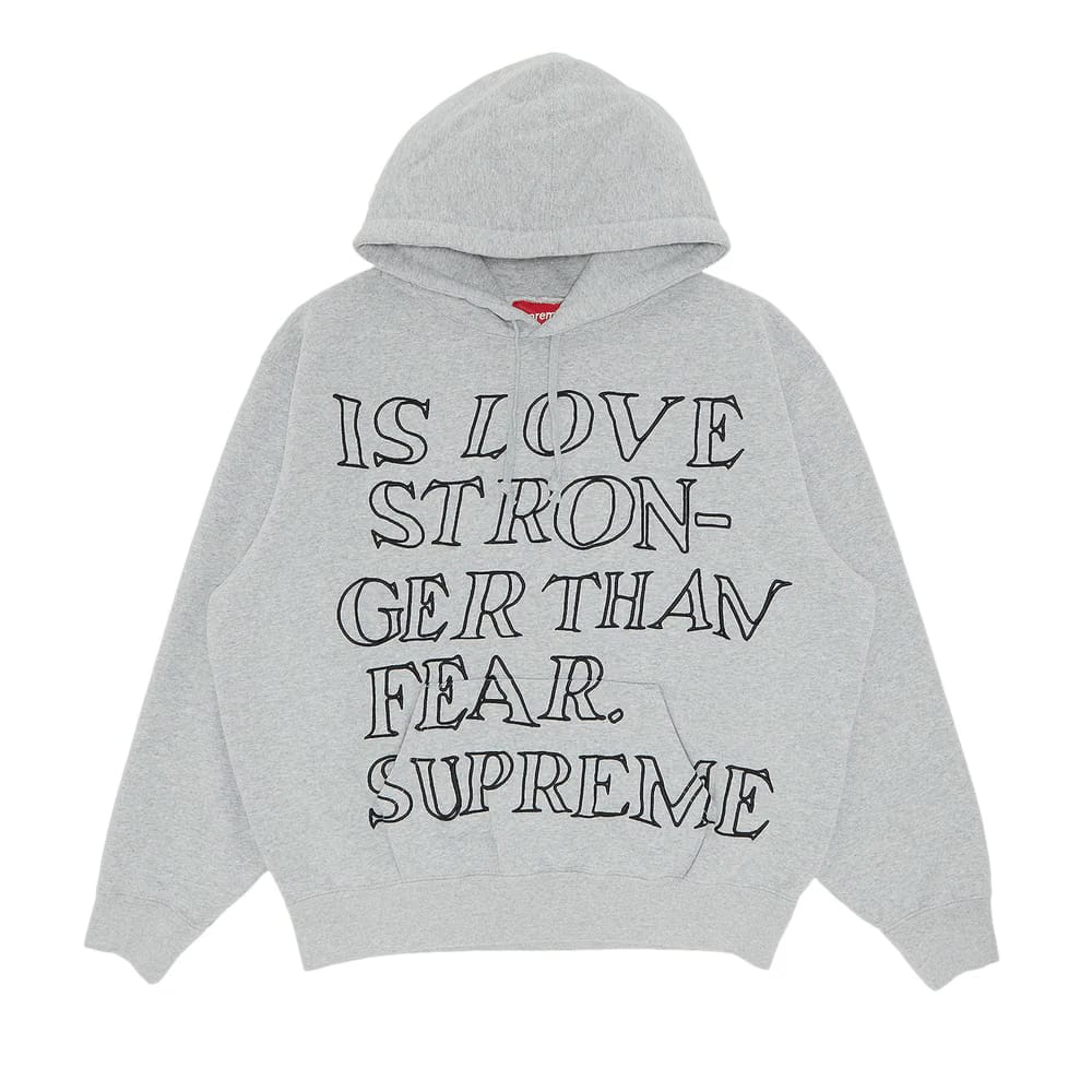 Supreme Stronger Than Fear Hoodie Heather Grey