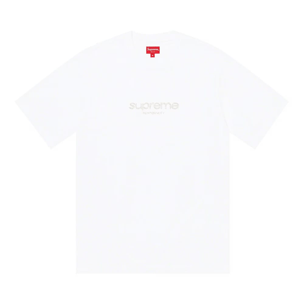 Supreme Beaded Logo Shorts-Sleeve Top White
