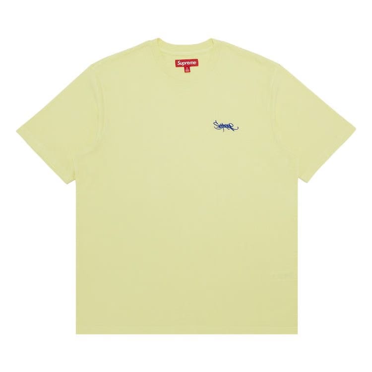 Supreme Washed Tag Shorts-Sleeve Top Bright Yellow