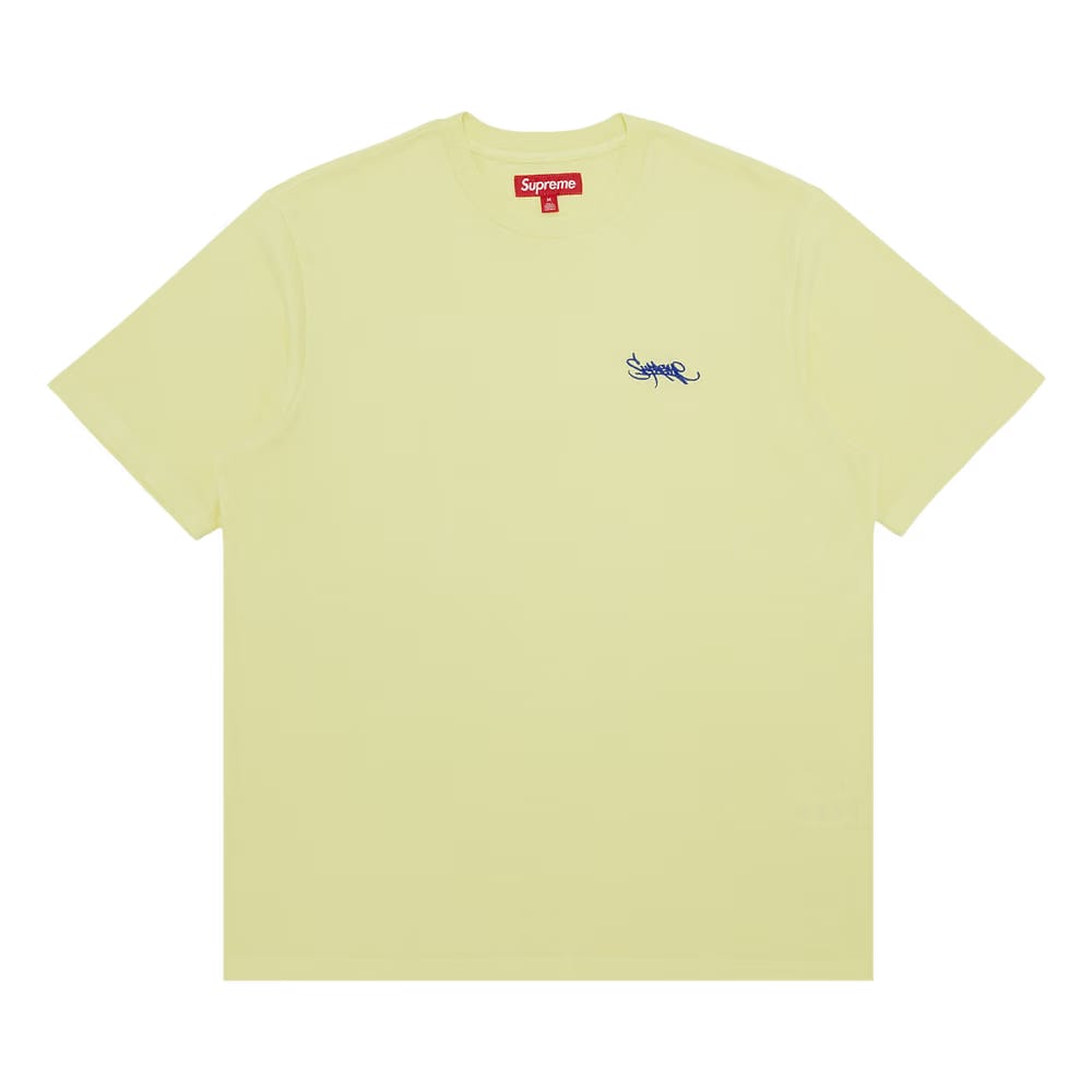 Supreme Washed Tag Shorts-Sleeve Top Bright Yellow