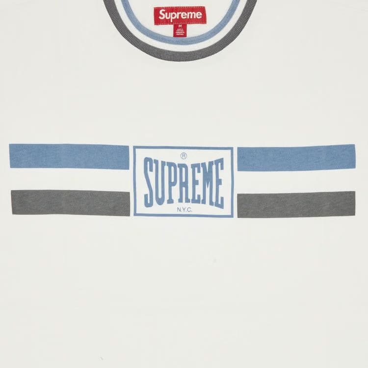Supreme Warm Up Stripe Shorts-Sleeve Top White