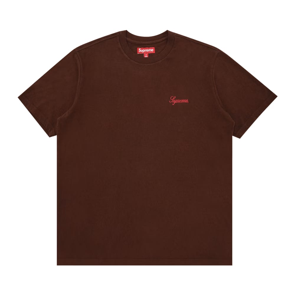 Supreme Washed Script Shorts-Sleeve Top Dark Brown