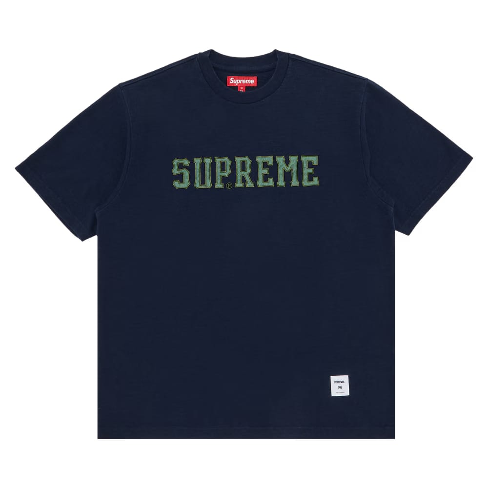 Supreme Twill Appliqué Shorts-Sleeve Top Navy