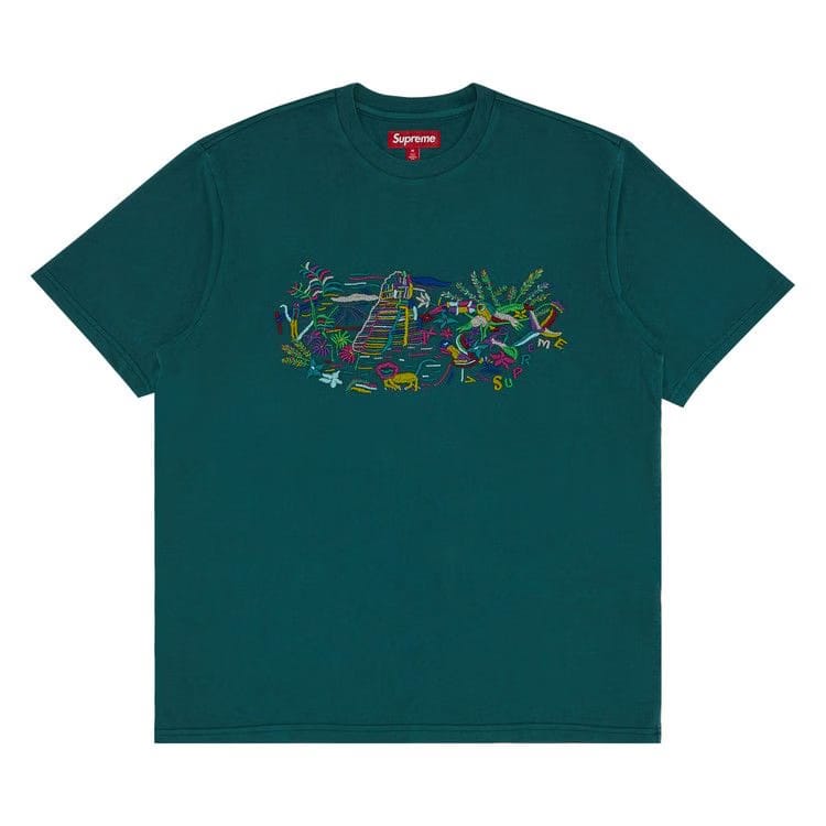 Supreme Machu Picchu Shorts-Sleeve Top Teal