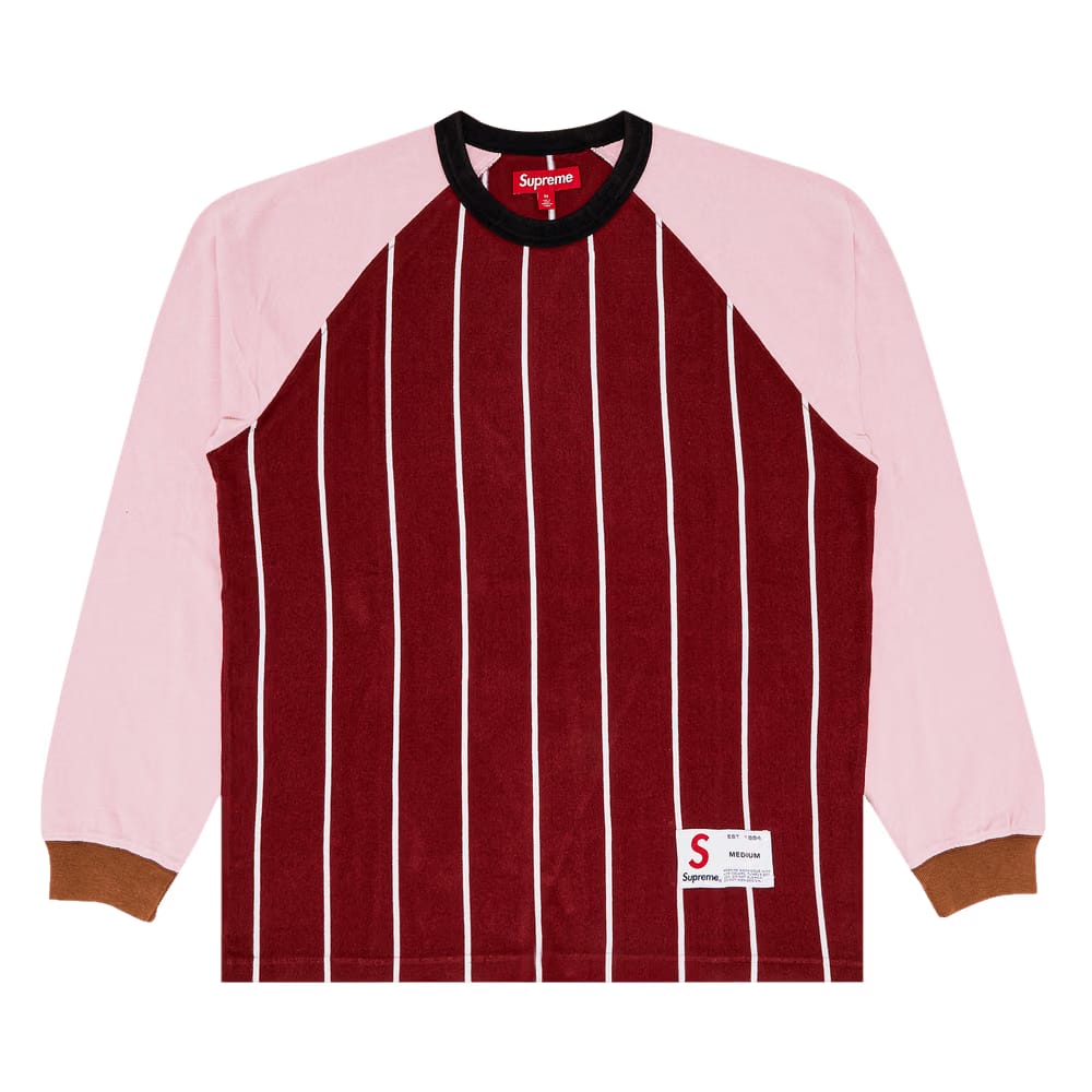 Supreme Stripe Raglan Long-Sleeve Top Maroon