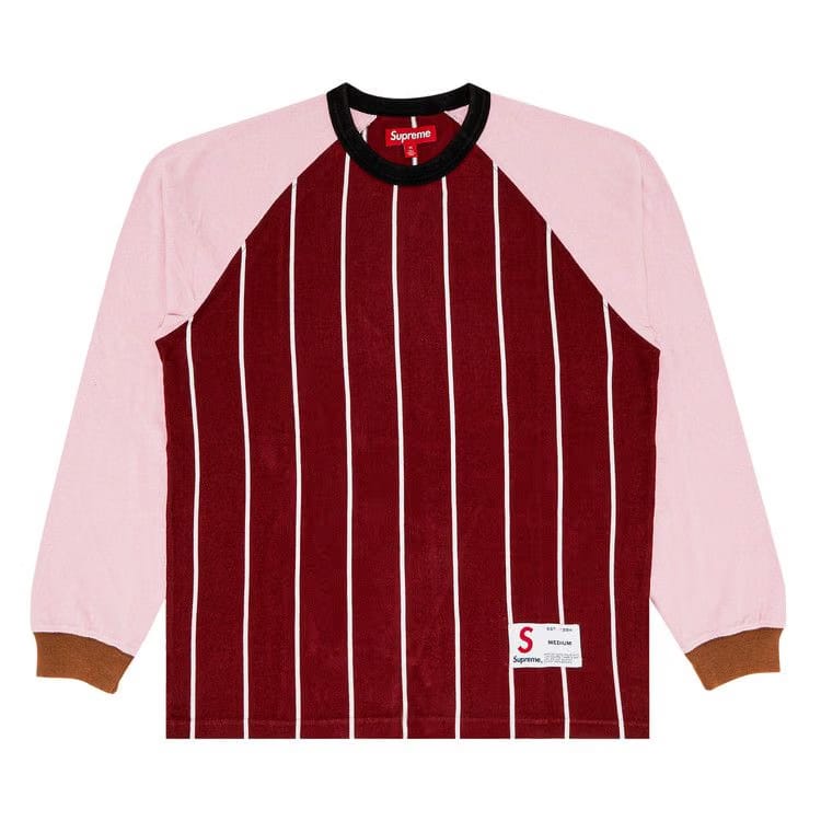 Supreme Stripe Raglan Long-Sleeve Top Maroon