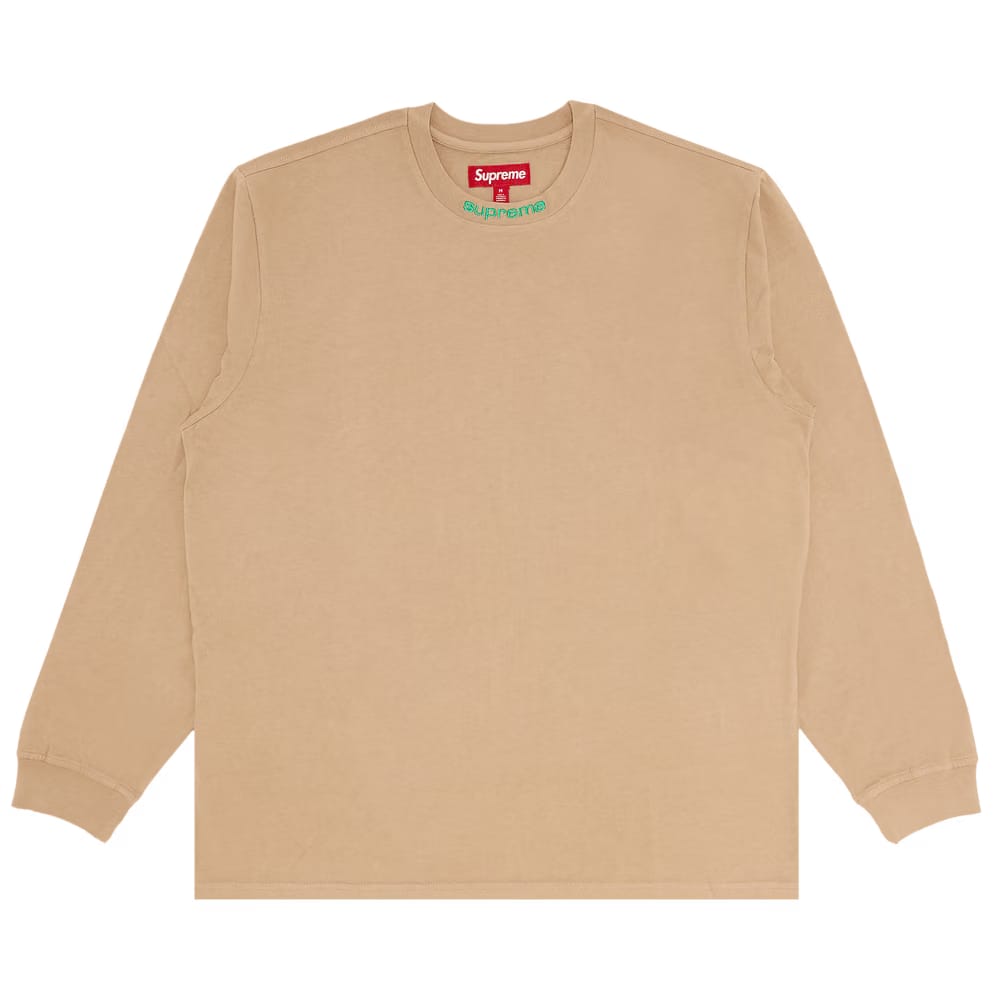Supreme Embroidered Collar Long-Sleeve Top Tan