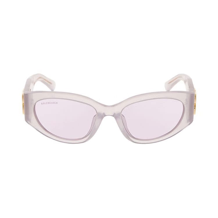 Balenciaga Bossy Round Frame Sunglasses Milky Transparent/Pink