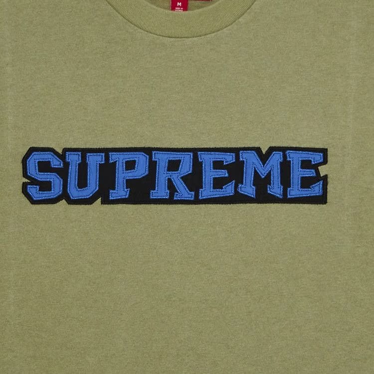 Supreme Satin Appliqué Shorts-Sleeve Top Light Olive