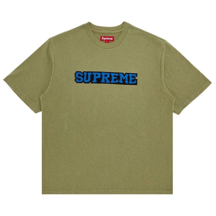 Supreme Satin Appliqué Shorts-Sleeve Top Light Olive