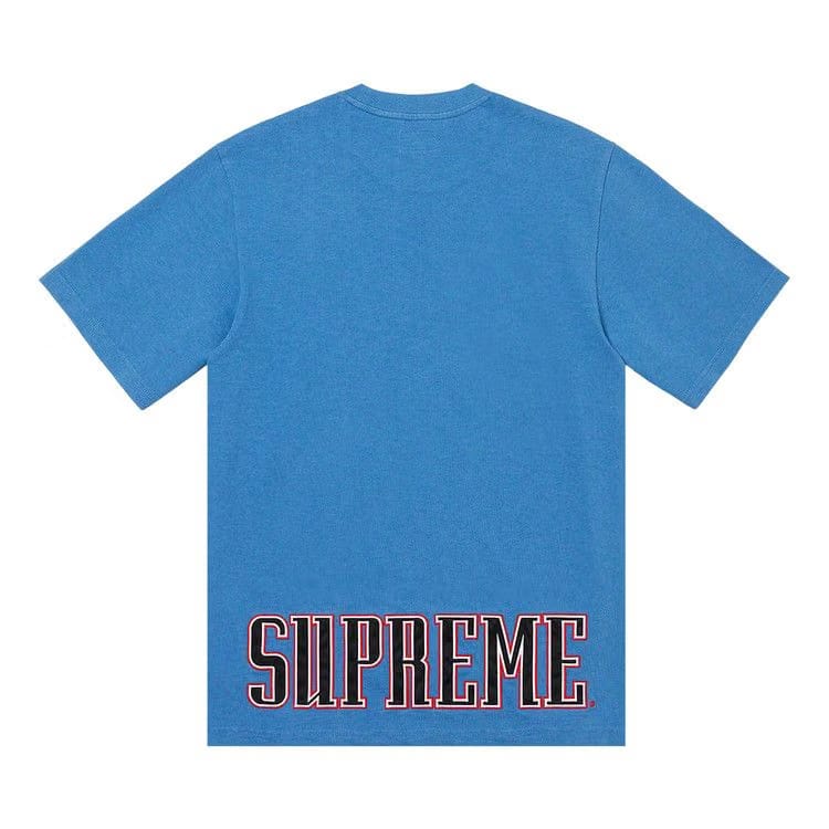 Supreme Contrast Appliqué Shorts-Sleeve Top Light Blue